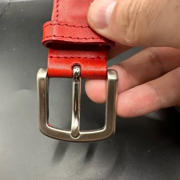 Isaia Red Braided Stretch Belt with Silver Buckle - Picture 4 of 5